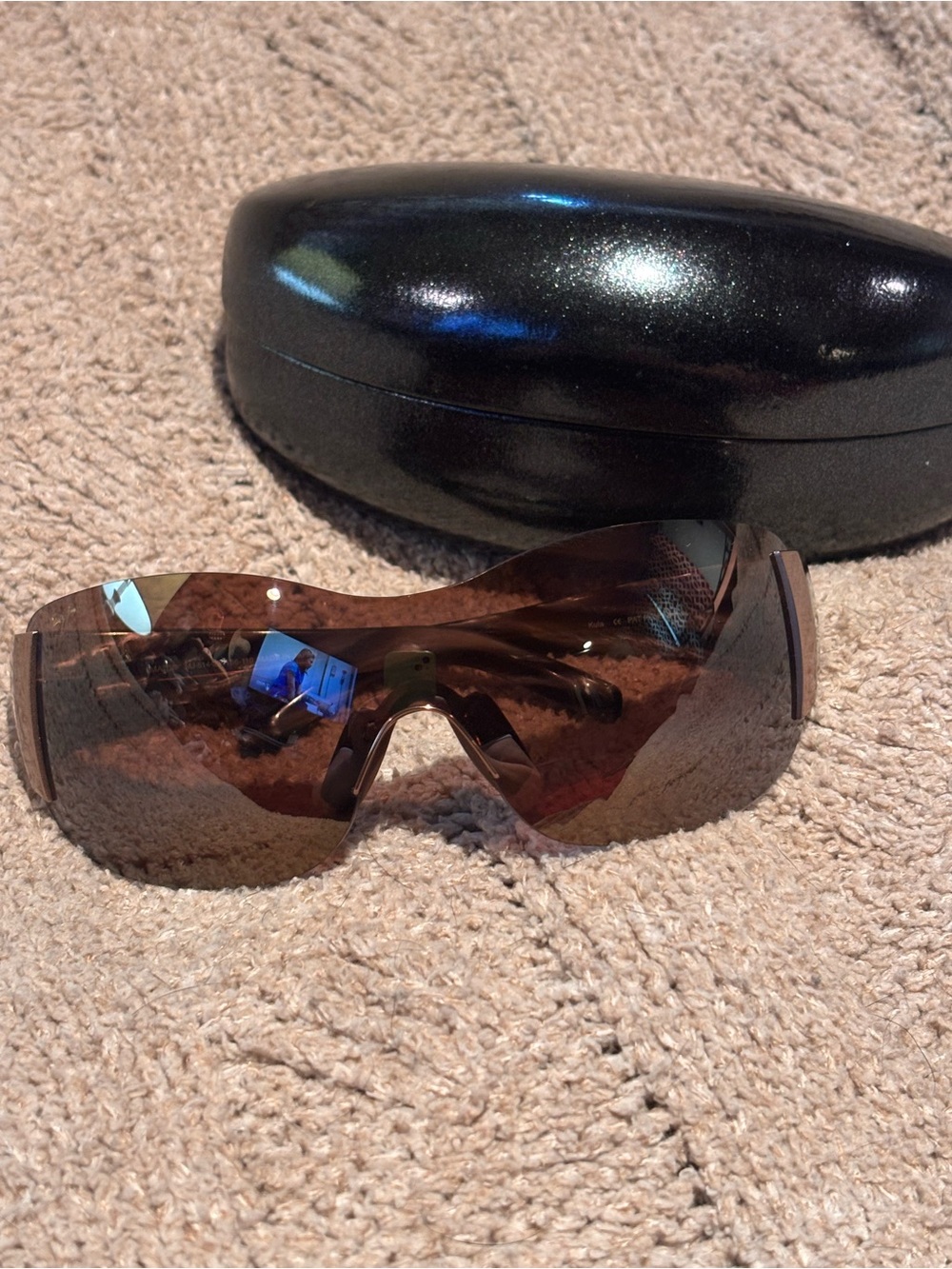 Maui Jim Kula MJ-514-23 Rimless Shield Sunglasses Brown Made in Japan